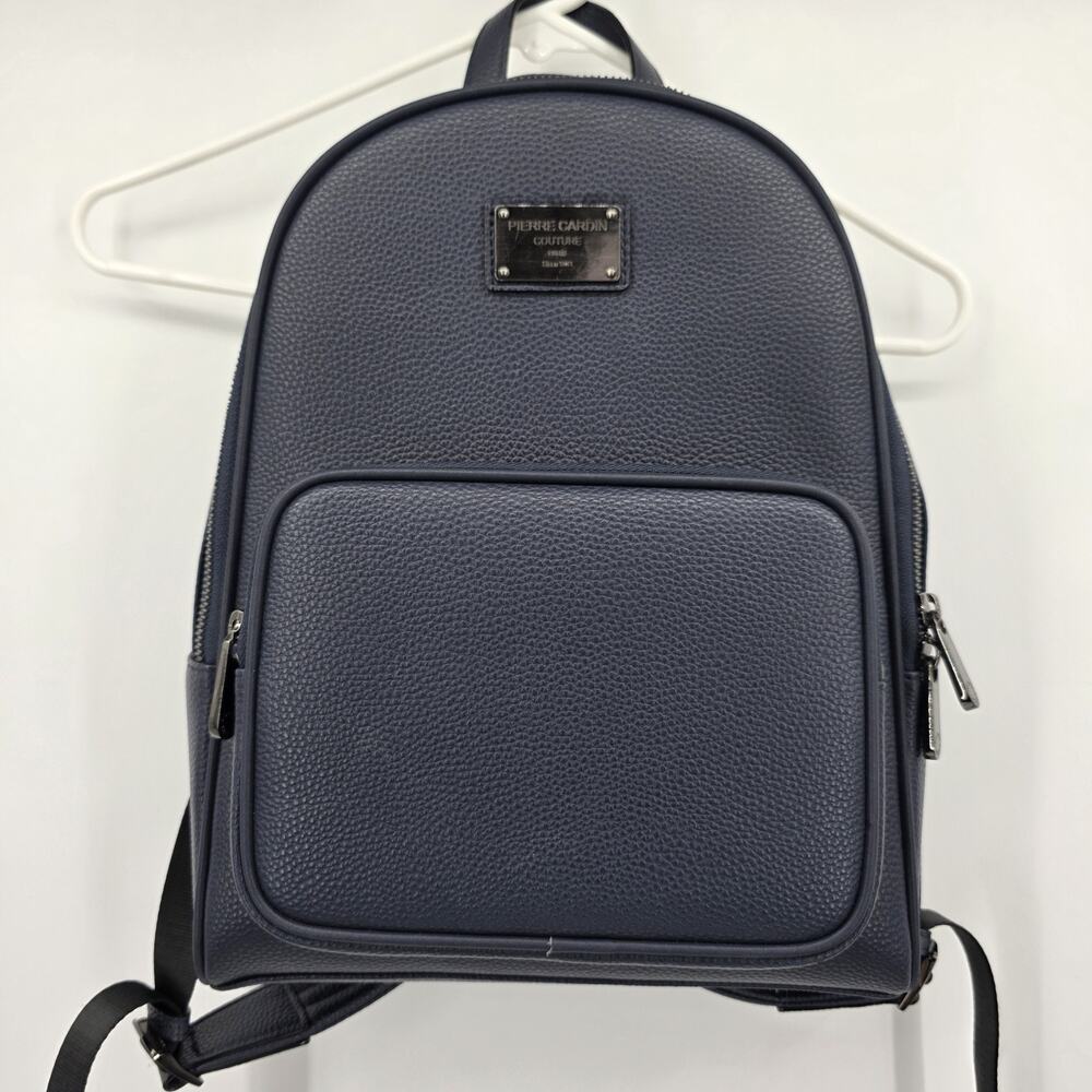 Pierre Cardin Mini Backpack Purse Navy Pebbled Faux Leather Daypack Travel